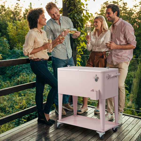 80qt 粉色 冷冻保温推车 87.5*39*91cm 长方形 塑料箱体 冷冻保温-17