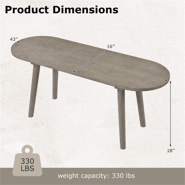 43英寸农舍风格灰色木制长凳，防刮擦防水餐厅长凳，可供2人使用-4