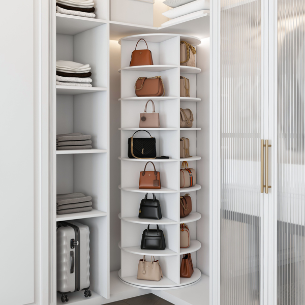 旋转式鞋架塔，8层旋转收纳架，独立式360°旋转鞋子收纳器，可容纳32双鞋（8层，白色）-8