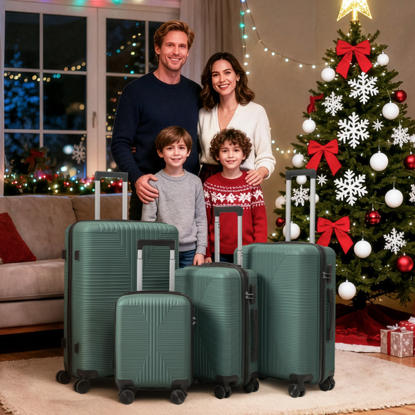 非TSA海关锁四合一 PP拉杆箱 16in 20in 24in 28in PP 墨绿色-17