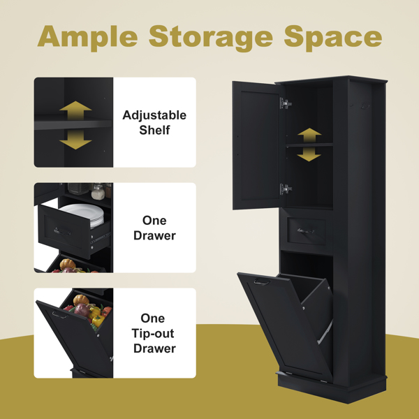 现代高款储物柜 – 翻盖式隔层，可调节搁板，承重80磅，缓闭式铰链，铝合金把手，是浴室和家居收纳的理想之选。-7