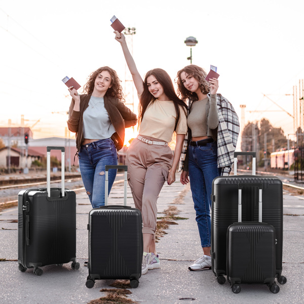 非TSA海关锁四合一 PP拉杆箱 16in 20in 24in 28in PP 黑色-5