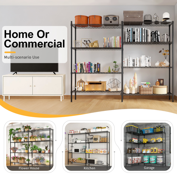  4层L型变换  可自由调节层间距 展示架 铁 125*35*180cm 喷粉黑 N001-18