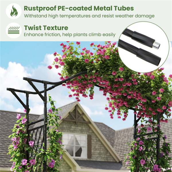 花园拱形棚架-PE涂层金属，67英寸x15.5英寸x83英寸攀缘藤植物支架-5