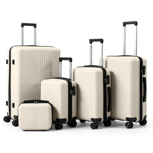 非TSA海关锁五合一 PP拉杆箱 12in 16in 20in 24in 28in PP 米白色-17