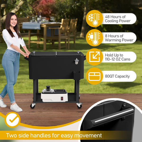 80qt 黑色箱体 黑色脚管 冷冻保温推车 91*87*48cm 长方形 铁 带排水管-4