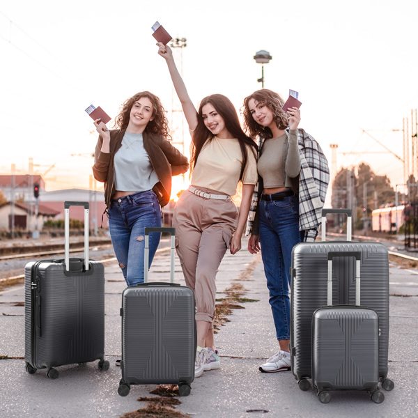 非TSA海关锁四合一 PP拉杆箱 16in 20in 24in 28in PP 深灰色-11