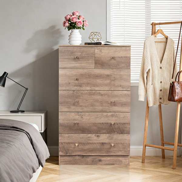 R279-9灰色 刨花板 贴麻面三胺 66*40*111cm 4+2抽 抽屉柜 哑金把手-1