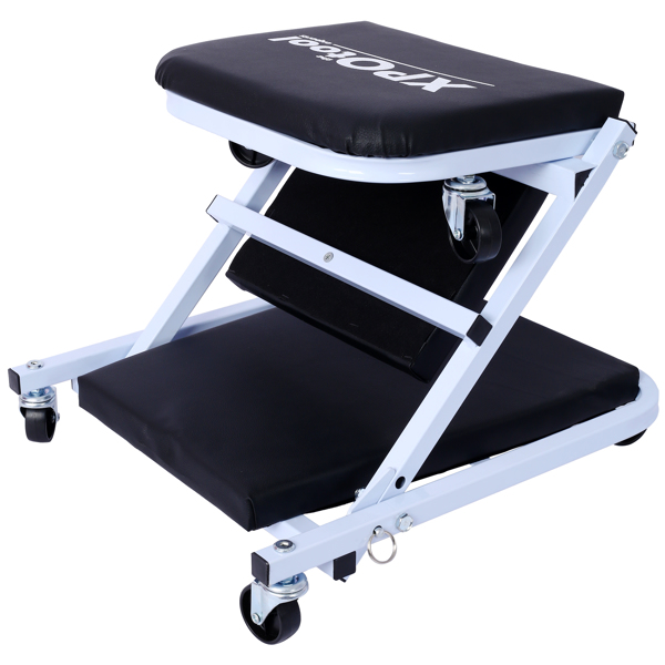 机械维修工作台，车库礼物，36英寸Z型工作台座椅，二合一机械维修礼物，承重300磅，低矮型工作台，带6个轮子，适合车库/车间，父亲节工具礼物，黑色-3