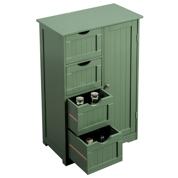 森林绿  密度板喷漆+三胺贴面 竖纹 56*30*82.5cm  4抽 1门 浴室立柜-14