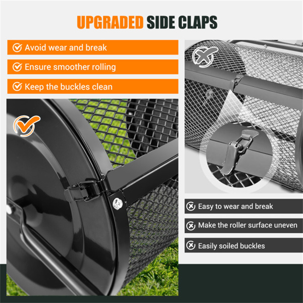 24英寸金属网堆肥撒布机，容量2.7立方英尺，重型防锈，适用于泥炭苔/表土/沙子的草坪撒布机-5