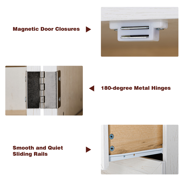 78.2英寸高乡村风格厨房储物柜，配有8个门内置物架、3个可调节搁板和3个大抽屉，多功能储物柜，适用于厨房、餐厅和浴室，复古白色。-23