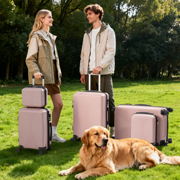 非TSA海关锁五合一 PP拉杆箱 12in 16in 20in 24in 28in PP 玫瑰色-19