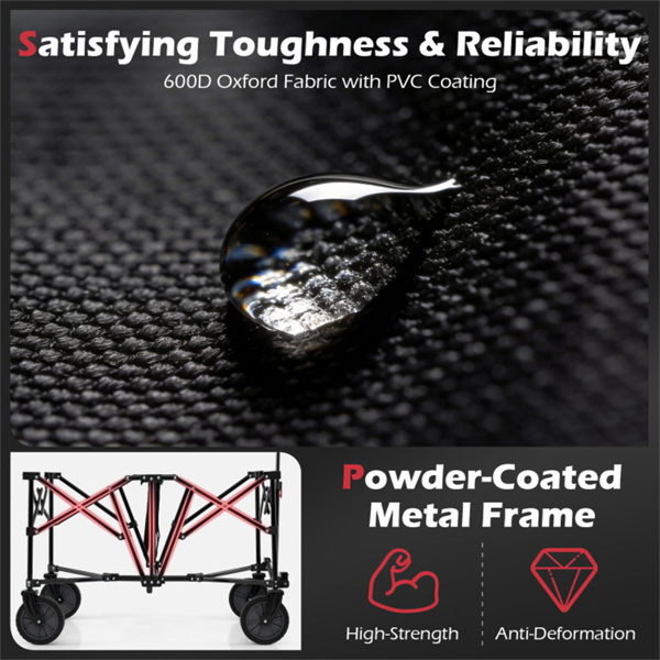 黑色400磅重型可折叠货车，带全地形车轮，180升容量可折叠多功能车，用于露营购物-7