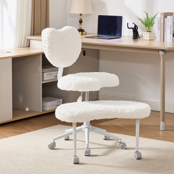 人造兔毛冥想椅加强版，带轮盘腿椅，ADHD椅，交叉式办公椅，带腰部支撑和可调节凳子，灵活设计，适合坐立不安的人，米色-12