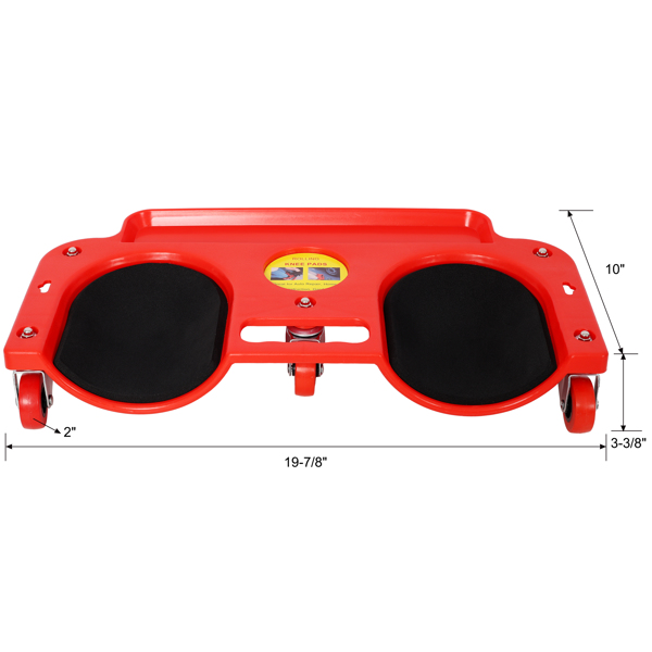 带滚轮的耐用护膝架，配有360度旋转脚轮和工具托盘，适用于车库、工作室、花园，红色-8