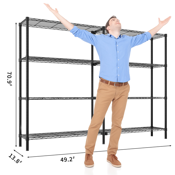  4层L型变换  可自由调节层间距 展示架 铁 125*35*180cm 喷粉黑 N001-3
