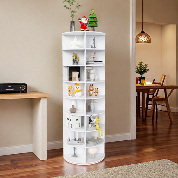 旋转式鞋架塔，8层旋转收纳架，独立式360°旋转鞋子收纳器，可容纳32双鞋（8层，白色）-2