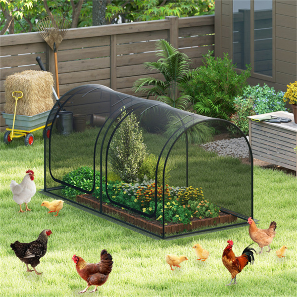 绿色98“x48”x48“花园作物笼，带高密度尼龙网，2个拉链门，蔬菜和花卉植物保护帐篷-8