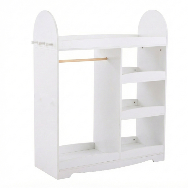 白色 密度板+刨花板 喷漆+贴面 3层架1挂衣杆 儿童衣柜 德国-7