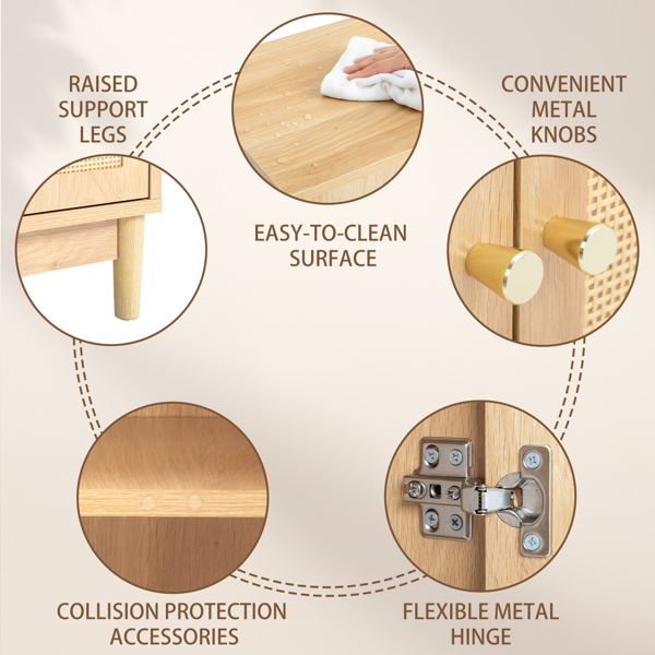 原木色   刨花板三胺贴面带藤面 60*30*80cm  双门 浴室立柜-15