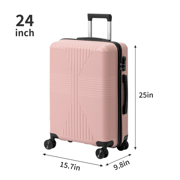 非TSA海关锁四合一 PP拉杆箱 16in 20in 24in 28in PP 玫瑰金色-4
