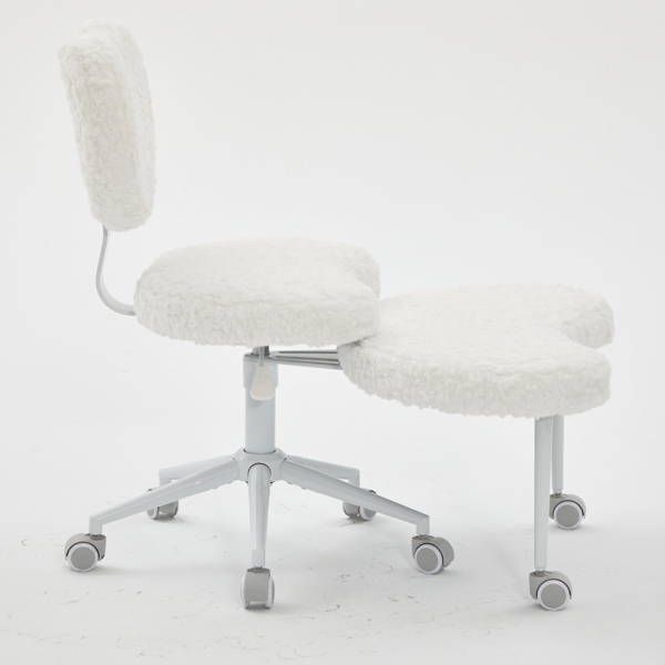 人造兔毛冥想椅加强版，带轮盘腿椅，ADHD椅，交叉式办公椅，带腰部支撑和可调节凳子，灵活设计，适合坐立不安的人，米色-22