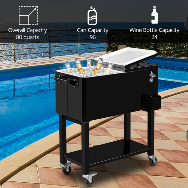 80qt 黑色 冷冻保温推车 86*39*91cm 长方形 塑料箱体 铁脚管 冷冻保温 上下可分离-24