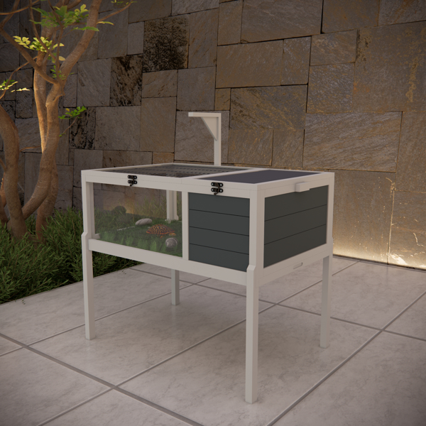 爬行动物栖息地乌龟屋，带灯座、大观察窗、防水托盘、可拆卸支腿，易于清洁的木制围栏，适用于乌龟、蜥蜴、壁虎和小型宠物，室内外均可使用。--不支持self-pick up且不支持指定仓库发货-6