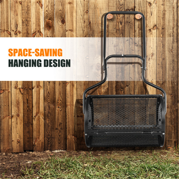 24英寸金属网堆肥撒布机，容量2.7立方英尺，重型防锈，适用于泥炭苔/表土/沙子的草坪撒布机-10