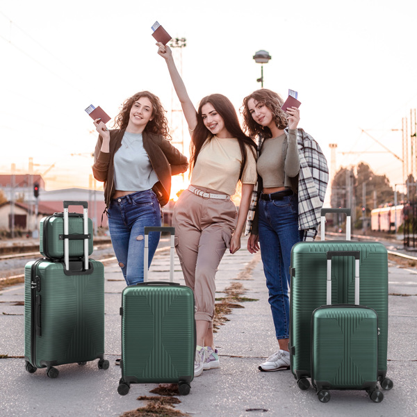 非TSA海关锁五合一 PP拉杆箱 12in 16in 20in 24in 28in PP 墨绿色-12