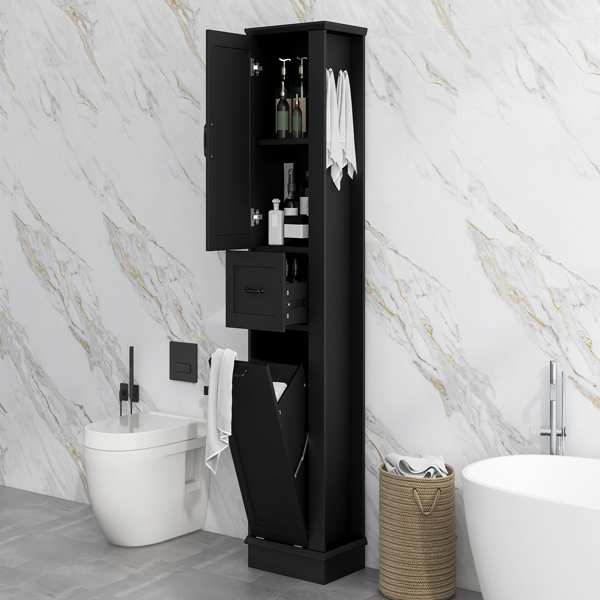 现代高款储物柜 – 翻盖式隔层，可调节搁板，承重80磅，缓闭式铰链，铝合金把手，是浴室和家居收纳的理想之选。-26