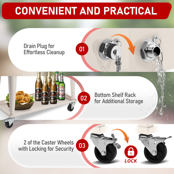 80QT 红色盖子 奶白色箱体 冷冻保温推车 87.5*38.5*91cm 长方形 塑料箱体 铁脚管 冷冻保温-3