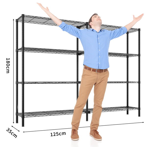  4层L型变换  可自由调节层间距 展示架 铁 125*35*180cm 喷粉黑 N001-10