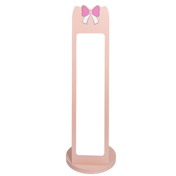 粉色 蝴蝶结元素 密度板 喷漆 1门1层架 底部可旋转 儿童饰品镜柜-4