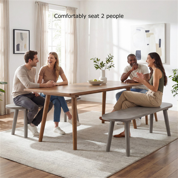 43英寸农舍风格灰色木制长凳，防刮擦防水餐厅长凳，可供2人使用-7