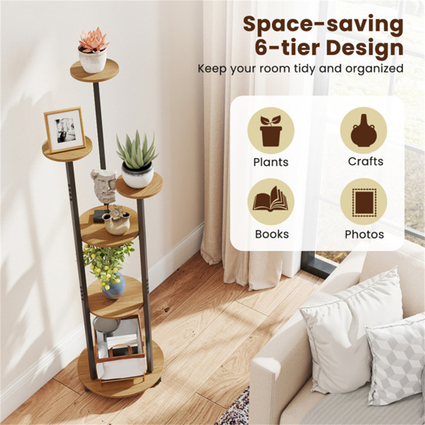 6层植物架，带RGB灯带、智能APP和远程控制植物架，用于家居装饰-自然色-8