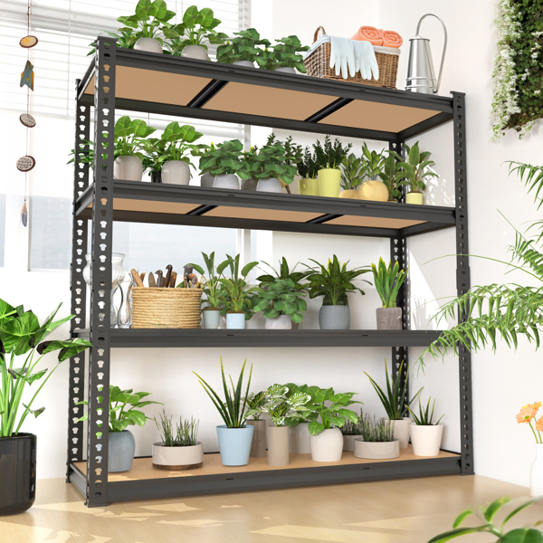 4层 可自由调节层间距 葫芦形孔位 带手套橡胶锤 展示架 铁 122*60*153.5cm 黑色铁件原木色中纤层板-20