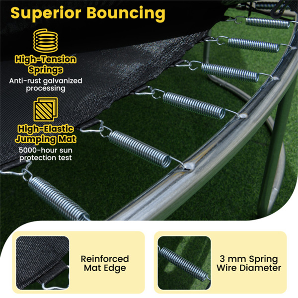 16FT户外蹦床，带360°安全围栏网，后院家庭休闲蹦床-9