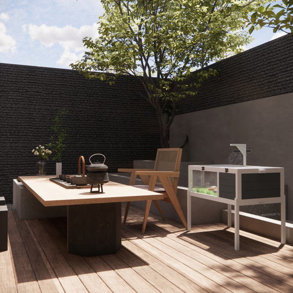 爬行动物栖息地乌龟屋，带灯座、大观察窗、防水托盘、可拆卸支腿，易于清洁的木制围栏，适用于乌龟、蜥蜴、壁虎和小型宠物，室内外均可使用。--不支持self-pick up且不支持指定仓库发货-5