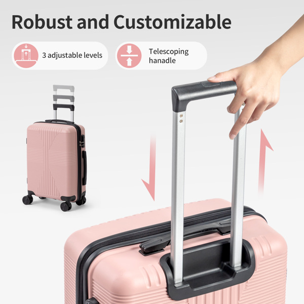 非TSA海关锁四合一 PP拉杆箱 16in 20in 24in 28in PP 玫瑰金色-23