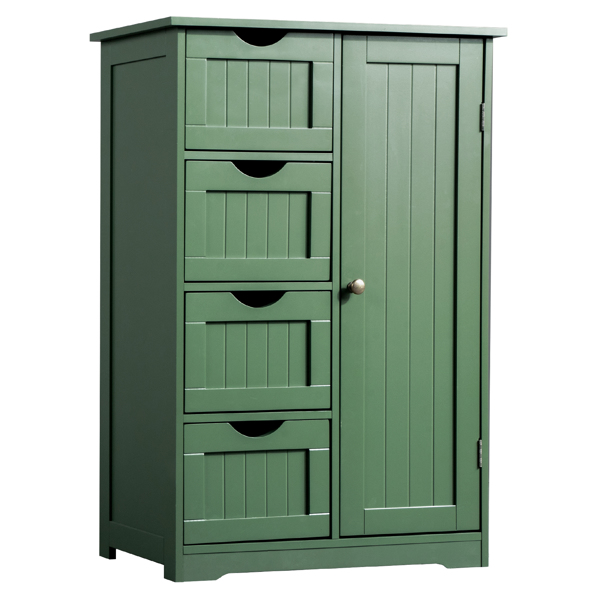 森林绿  密度板喷漆+三胺贴面 竖纹 56*30*82.5cm  4抽 1门 浴室立柜-13