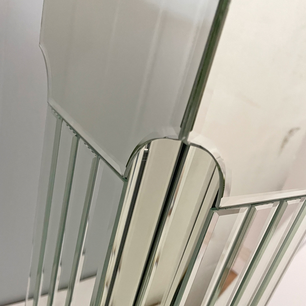 镜面控制台桌，宽大闪亮银色镜面玄关桌，现代长方形沙发桌，客厅玄关桌--不支持self-pick up-6