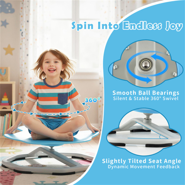 浅蓝色儿童感官旋转椅：360°旋转，220磅容量，行星设计，PP/金属，防滑垫，用于平衡和协调-9