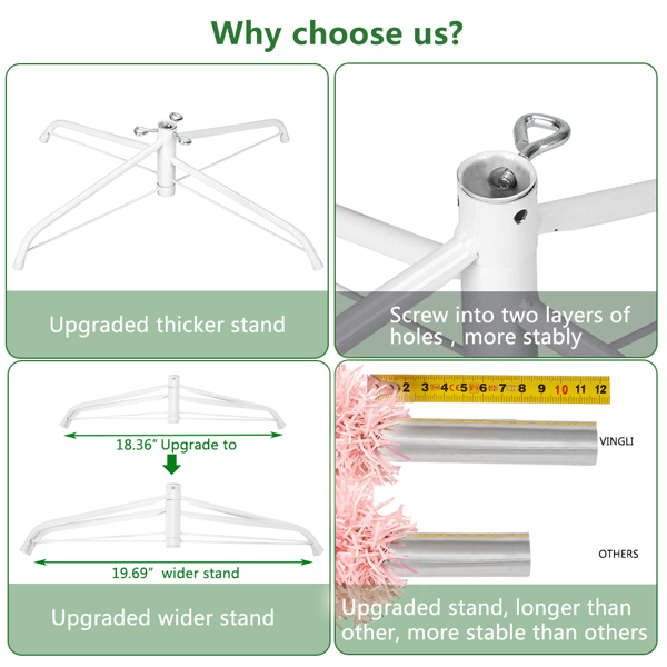 6ft 粉色 1000枝头 PVC材质 圣诞树-28