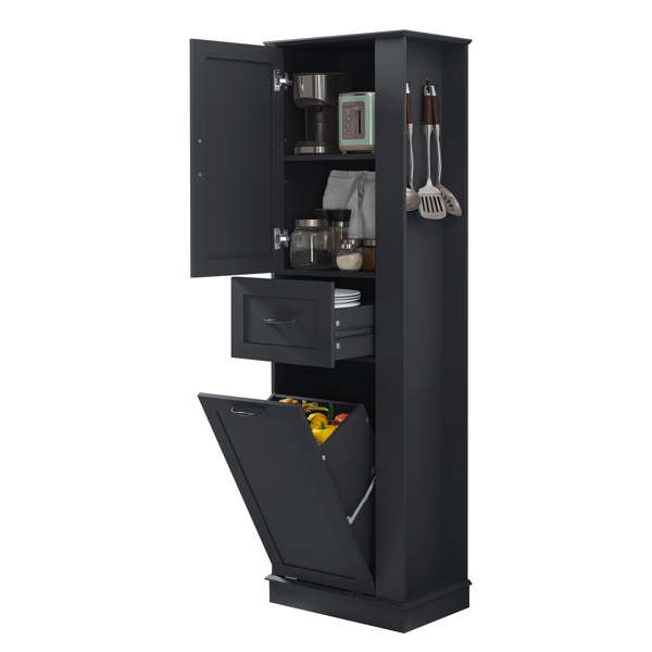 现代高款储物柜 – 翻盖式隔层，可调节搁板，承重80磅，缓闭式铰链，铝合金把手，是浴室和家居收纳的理想之选。-23