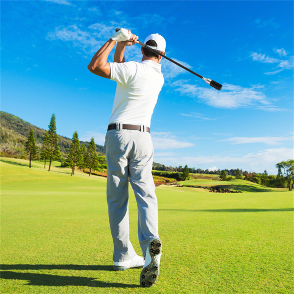 便携式玻璃纤维高尔夫挥杆杆，为初学者和专业人士提供提高握拍精度的高尔夫热身工具-黑色-8