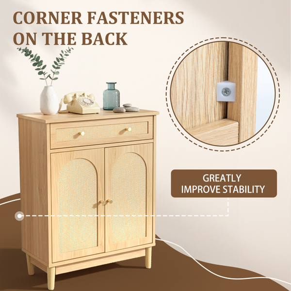 原木色   刨花板三胺贴面带藤面 60*30*80cm 1抽2门 浴室立柜-12