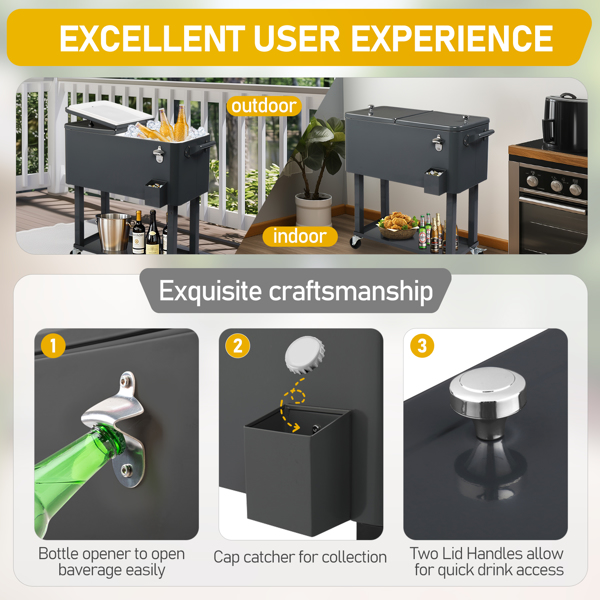 80QT 深灰色 冷冻保温推车 87.5*91*38.5cm 长方形 塑料箱体 铁脚管 冷冻保温-1