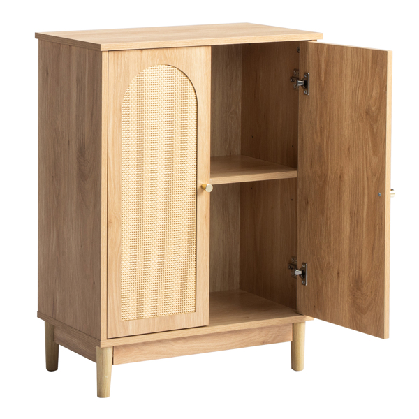 原木色   刨花板三胺贴面带藤面 60*30*80cm  双门 浴室立柜-2